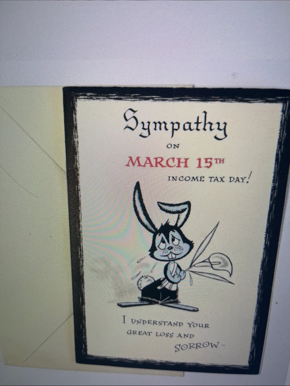 Vintage Sympathy Greeting Card – Cream and Black